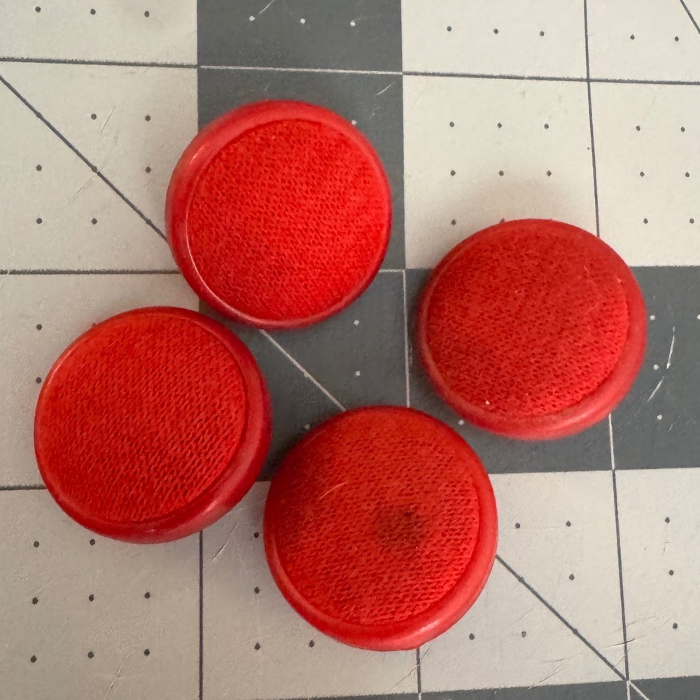 Set of 4 Vintage Red Round Buttons Textured Fabric Center 22mm Sewing Craft